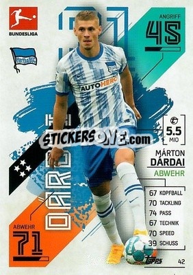 Sticker Marton Dardai - German Fussball Bundesliga 2021-2022. Match Attax - Topps