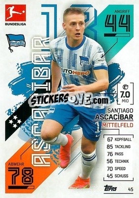 Sticker Santiago Ascacibar - German Fussball Bundesliga 2021-2022. Match Attax - Topps