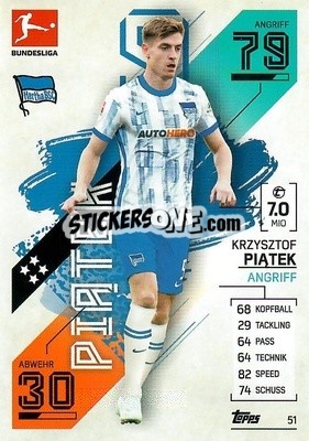 Sticker Krzysztof Piatek - German Fussball Bundesliga 2021-2022. Match Attax - Topps