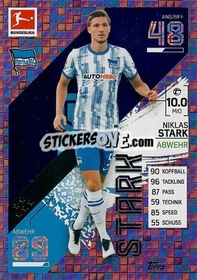 Sticker Niklas Stark - German Fussball Bundesliga 2021-2022. Match Attax - Topps