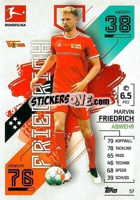 Sticker Marvin Friedrich - German Fussball Bundesliga 2021-2022. Match Attax - Topps