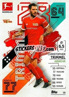 Sticker Christopher Trimmel - German Fussball Bundesliga 2021-2022. Match Attax - Topps