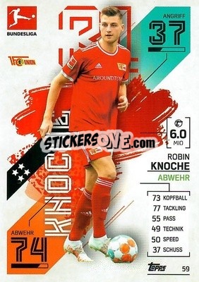 Cromo Robin Knoche - German Fussball Bundesliga 2021-2022. Match Attax - Topps