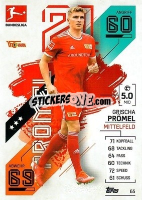 Sticker Grischa Pr鰉el - German Fussball Bundesliga 2021-2022. Match Attax - Topps