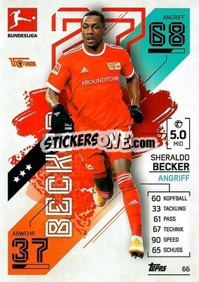 Sticker Sheraldo Becker - German Fussball Bundesliga 2021-2022. Match Attax - Topps