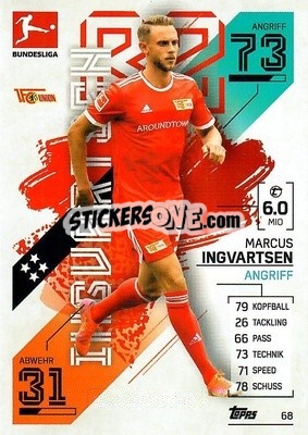 Sticker Marcus Ingvartsen - German Fussball Bundesliga 2021-2022. Match Attax - Topps