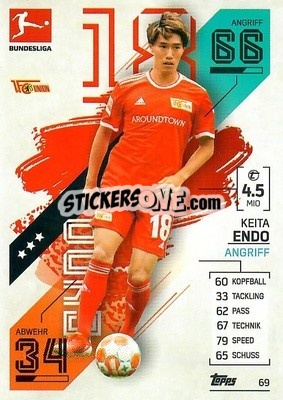 Sticker Keita Endo - German Fussball Bundesliga 2021-2022. Match Attax - Topps