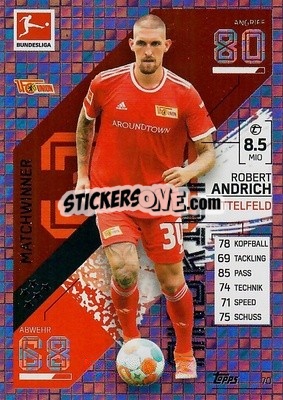 Cromo Robert Andrich - German Fussball Bundesliga 2021-2022. Match Attax - Topps