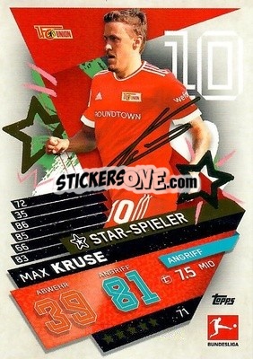 Sticker Max Kruse - German Fussball Bundesliga 2021-2022. Match Attax - Topps