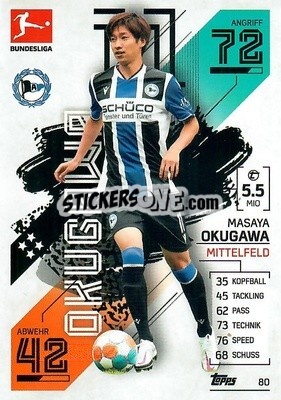 Sticker Masaya Okugawa - German Fussball Bundesliga 2021-2022. Match Attax - Topps
