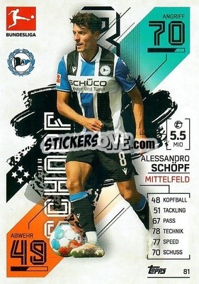 Sticker Alessandro Sch鰌f - German Fussball Bundesliga 2021-2022. Match Attax - Topps