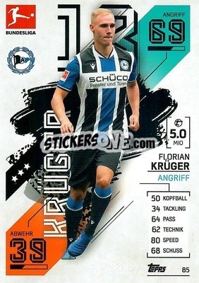 Cromo Florian Kr黦er - German Fussball Bundesliga 2021-2022. Match Attax - Topps