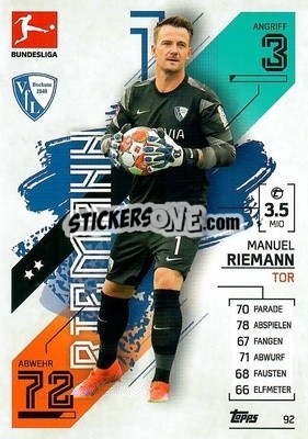 Sticker Manuel Riemann - German Fussball Bundesliga 2021-2022. Match Attax - Topps