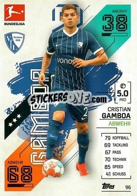Sticker Cristian Gamboa - German Fussball Bundesliga 2021-2022. Match Attax - Topps