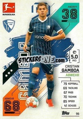 Cromo Cristian Gamboa - German Fussball Bundesliga 2021-2022. Match Attax - Topps