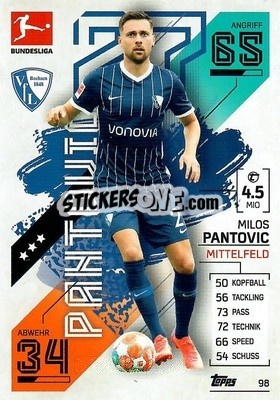 Sticker Miloš Pantovic - German Fussball Bundesliga 2021-2022. Match Attax - Topps
