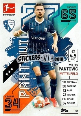 Cromo Miloš Pantovic - German Fussball Bundesliga 2021-2022. Match Attax - Topps