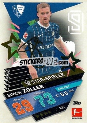 Sticker Simon Zoller - German Fussball Bundesliga 2021-2022. Match Attax - Topps