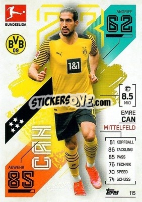 Sticker Emre Can - German Fussball Bundesliga 2021-2022. Match Attax - Topps