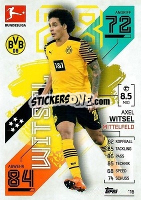 Sticker Axel Witsel - German Fussball Bundesliga 2021-2022. Match Attax - Topps