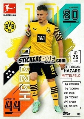 Figurina Thorgan Hazard - German Fussball Bundesliga 2021-2022. Match Attax - Topps