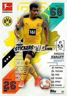 Sticker Ansgar Knauff - German Fussball Bundesliga 2021-2022. Match Attax - Topps