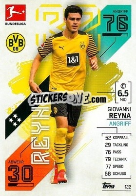 Cromo Giovanni Reyna - German Fussball Bundesliga 2021-2022. Match Attax - Topps