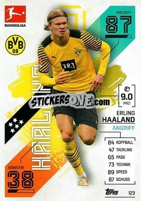 Sticker Erling Haaland - German Fussball Bundesliga 2021-2022. Match Attax - Topps