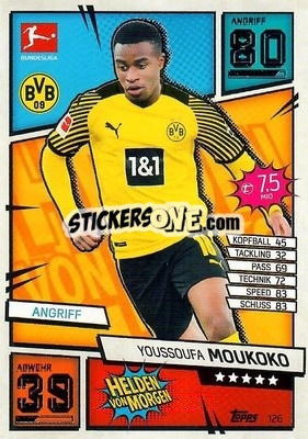 Cromo Youssoufa Moukoko - German Fussball Bundesliga 2021-2022. Match Attax - Topps