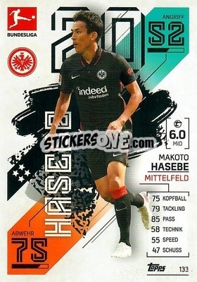 Sticker Makoto Hasebe - German Fussball Bundesliga 2021-2022. Match Attax - Topps