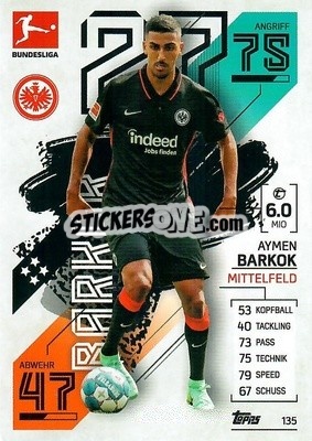 Sticker Aymen Barkok - German Fussball Bundesliga 2021-2022. Match Attax - Topps