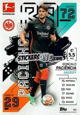 Cromo Gonzalo Paciencia - German Fussball Bundesliga 2021-2022. Match Attax - Topps