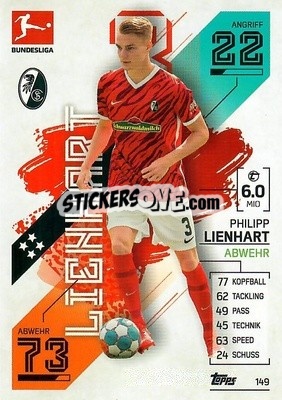 Sticker Philipp Lienhart - German Fussball Bundesliga 2021-2022. Match Attax - Topps