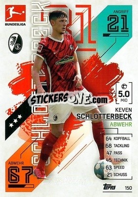 Sticker Keven Schlotterbeck - German Fussball Bundesliga 2021-2022. Match Attax - Topps