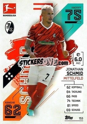 Sticker Jonathan Schmid - German Fussball Bundesliga 2021-2022. Match Attax - Topps