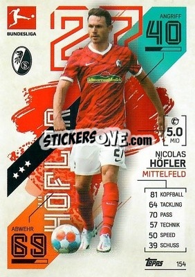Sticker Nicolas H鰂ler - German Fussball Bundesliga 2021-2022. Match Attax - Topps