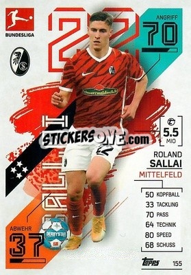 Sticker Roland Sallai - German Fussball Bundesliga 2021-2022. Match Attax - Topps