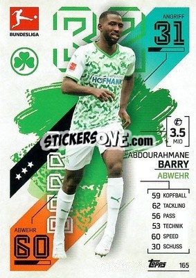 Sticker Abdourahmane Barry - German Fussball Bundesliga 2021-2022. Match Attax - Topps