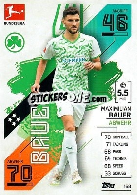 Figurina Maximilian Bauer - German Fussball Bundesliga 2021-2022. Match Attax - Topps