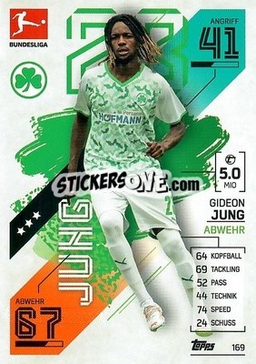 Sticker Gideon Jung - German Fussball Bundesliga 2021-2022. Match Attax - Topps