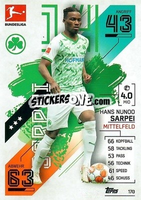 Sticker Hans Nunoo Sarpei - German Fussball Bundesliga 2021-2022. Match Attax - Topps