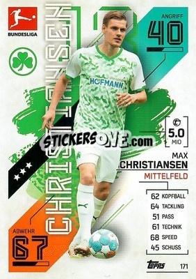 Sticker Max Christiansen - German Fussball Bundesliga 2021-2022. Match Attax - Topps
