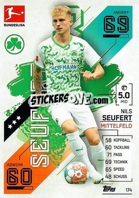 Sticker Nils Seufert - German Fussball Bundesliga 2021-2022. Match Attax - Topps