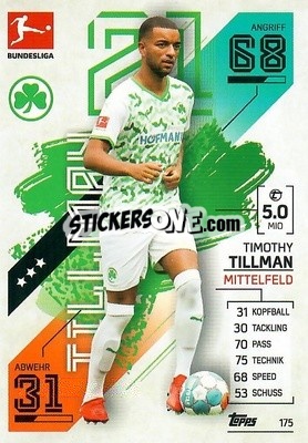 Sticker Timothy Tillman - German Fussball Bundesliga 2021-2022. Match Attax - Topps
