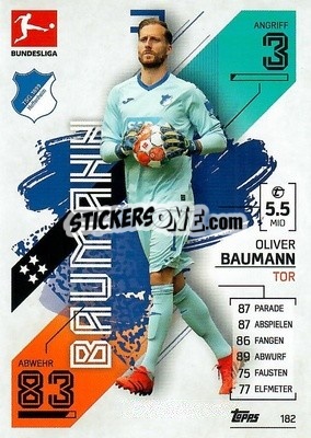 Sticker Oliver Baumann - German Fussball Bundesliga 2021-2022. Match Attax - Topps