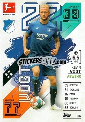 Sticker Kevin Vogt - German Fussball Bundesliga 2021-2022. Match Attax - Topps