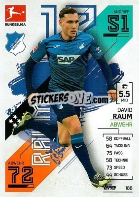 Cromo David Raum - German Fussball Bundesliga 2021-2022. Match Attax - Topps