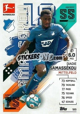 Sticker Diadie Samassékou - German Fussball Bundesliga 2021-2022. Match Attax - Topps