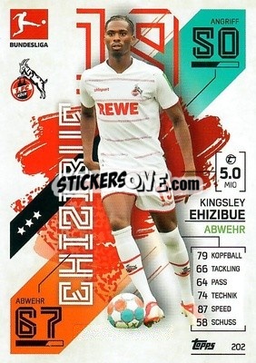 Sticker Kingsley Ehizibue - German Fussball Bundesliga 2021-2022. Match Attax - Topps