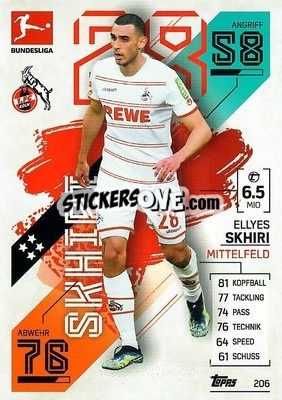 Sticker Ellyes Skhiri - German Fussball Bundesliga 2021-2022. Match Attax - Topps